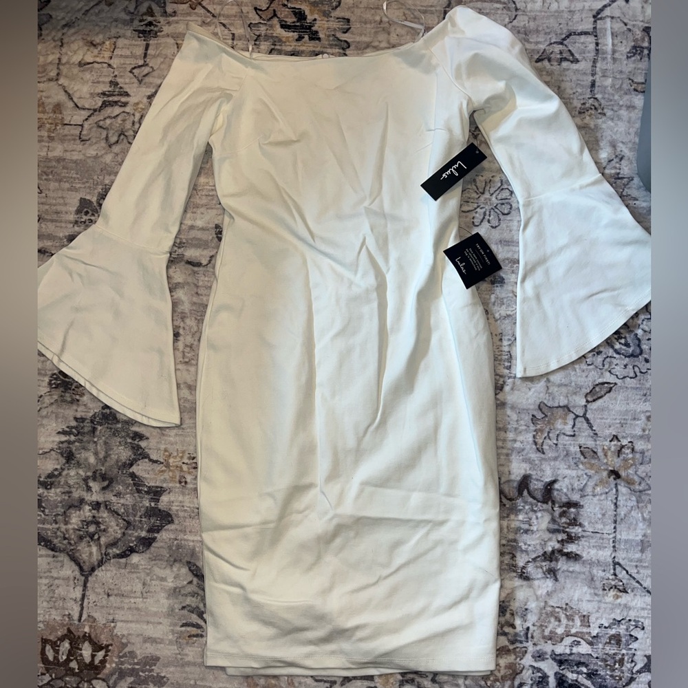 NWT Lulus White Flare Sleeve Bodycon Dress size Large